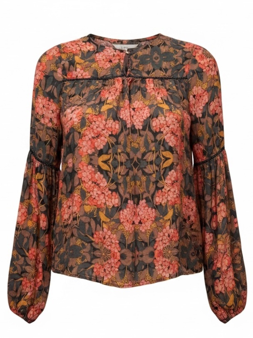 Love the Label Floral Boho Peasant Long Sleeve Blouse Sz Small